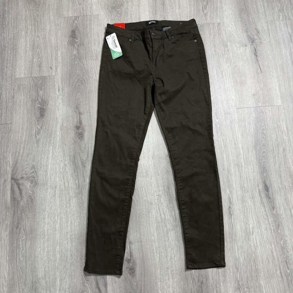 Buffalo David Bitton Vale Skinny Pants Womens 8/29 Olive Green Mid Rise‎ Tencel